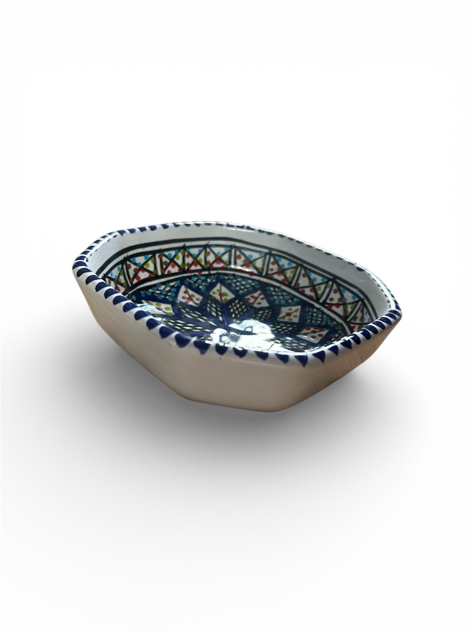 Set of 3 Square Ceramic Bowls | Handcrafted Tunisian Ceramic | Hand-Painted Artisan Tableware