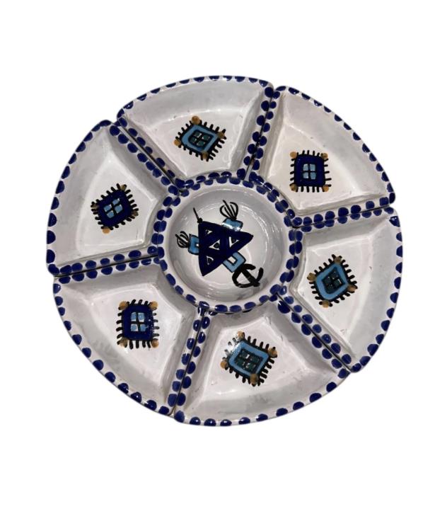 Handmade Tunisian Ceramic Snack Dish Set – Abstract Design, Tapas Serving