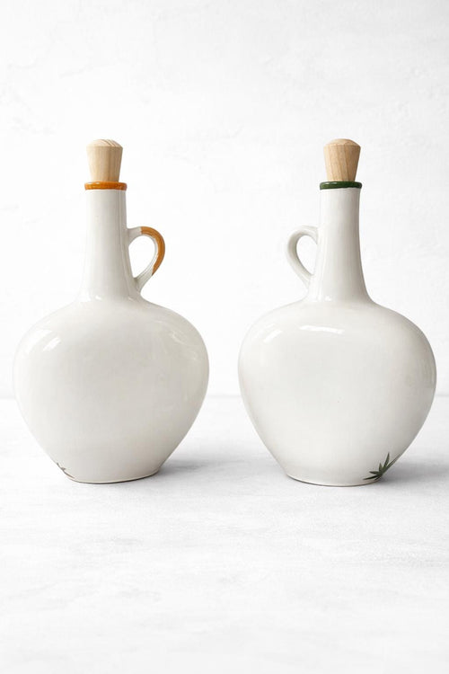 Hand Painted Ceramic Oil & Vinegar Bottle Set | Tunisian Kitchen Decor