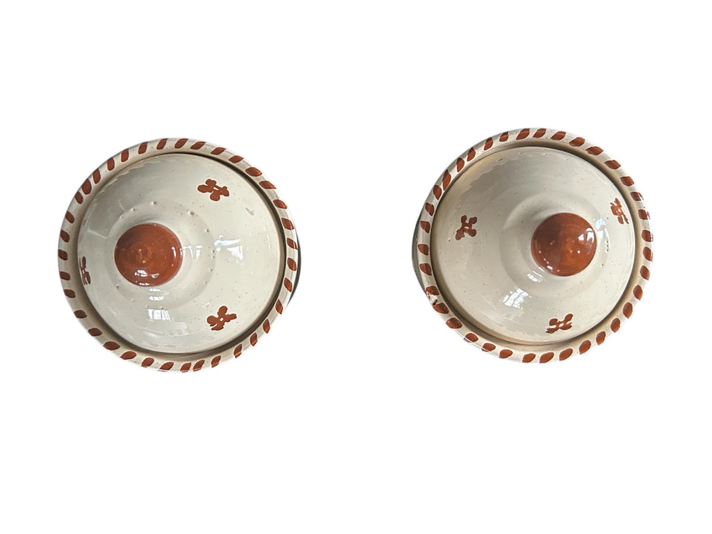 Set of 2 Hand-Painted Tunisian Ceramic Storage Jars | Lidded Kitchen Canisters