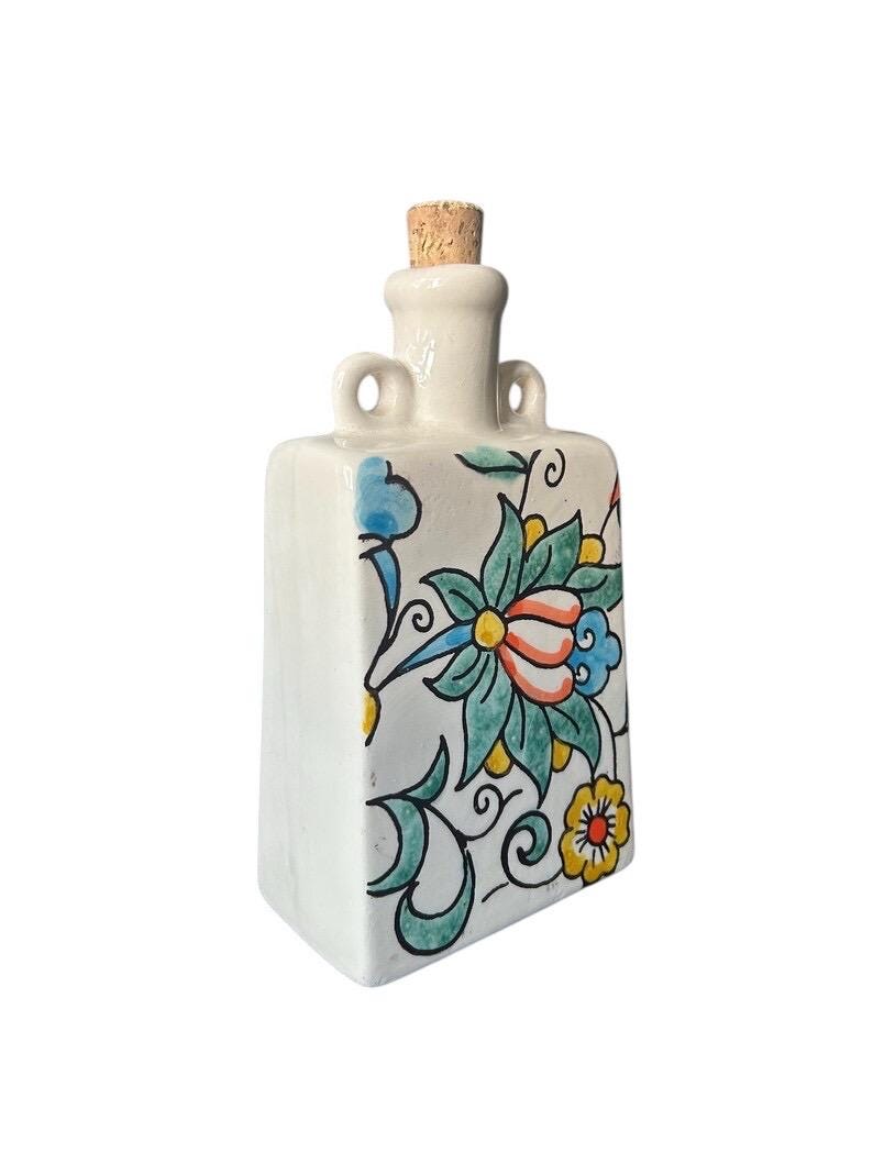 Handmade Tunisian Ceramic Oil Pourer - Floral Design