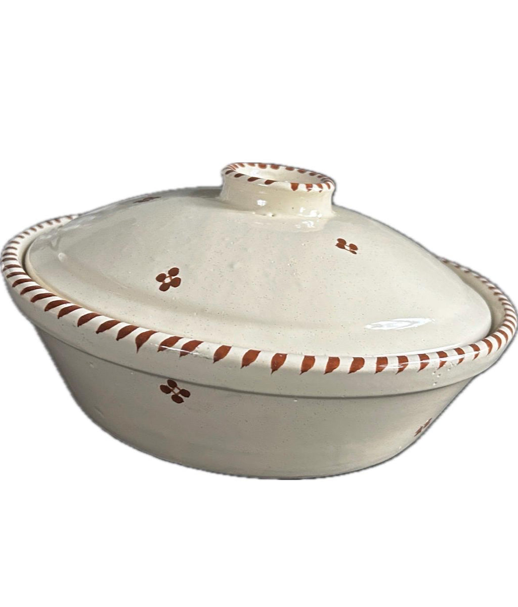 Handmade Tunisian Ceramic Tagine Base | Traditional Hand-Painted Serving Dish