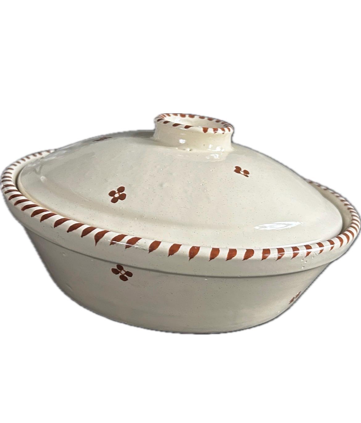 Handmade Tunisian Ceramic Tagine Base | Traditional Hand-Painted Serving Dish