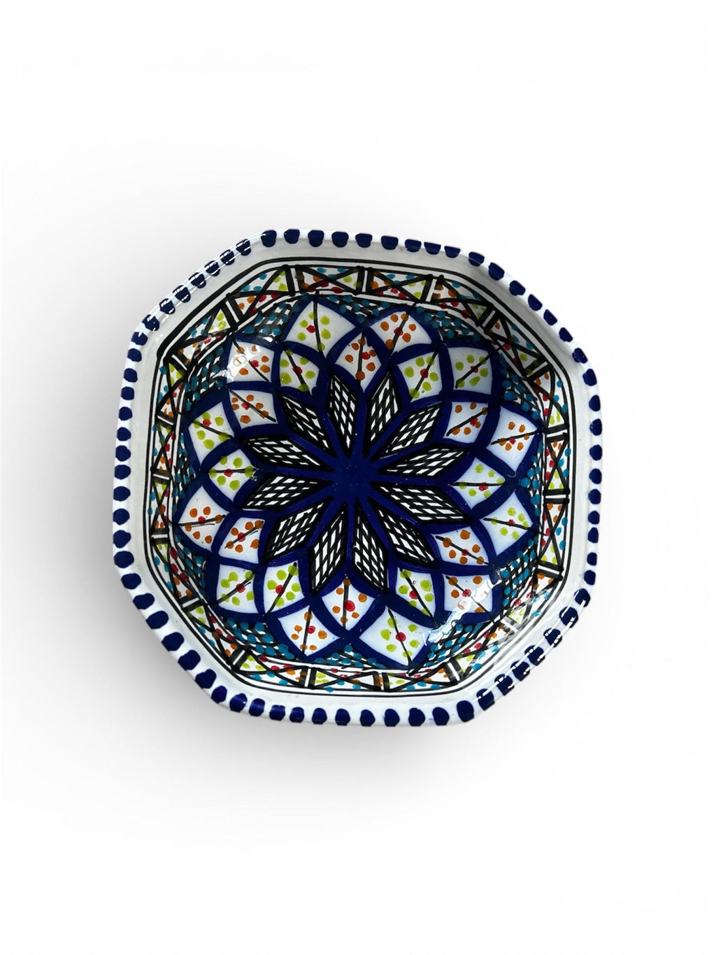 Set of 3 Square Ceramic Bowls | Handcrafted Tunisian Ceramic | Hand-Painted Artisan Tableware