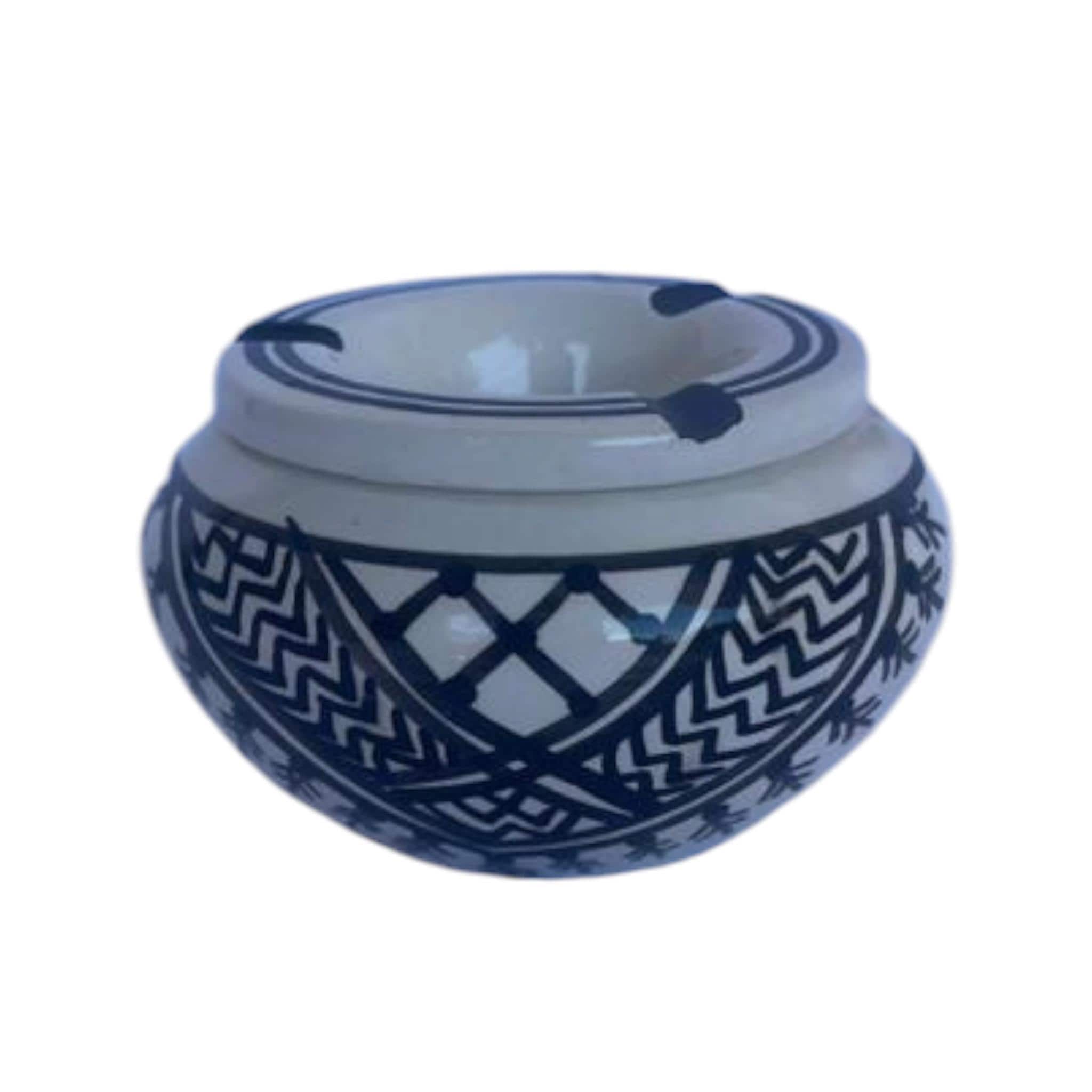 Hand-Painted Ceramic Ashtray | Tunisian Artisan Piece, Mediterranean Decor