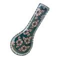 Large Ceramic Spoon Rest (26cm) | Hand-Painted Tunisian Kitchenware - Green floral design