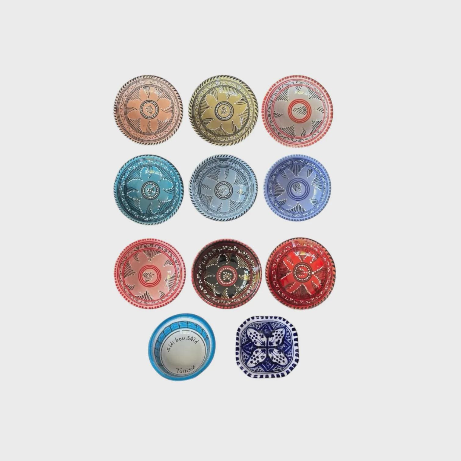 Hand-Painted Tunisian Ceramic Dip Bowl (10cm) | Small Snack & Condiment Dish | Colourful Pottery