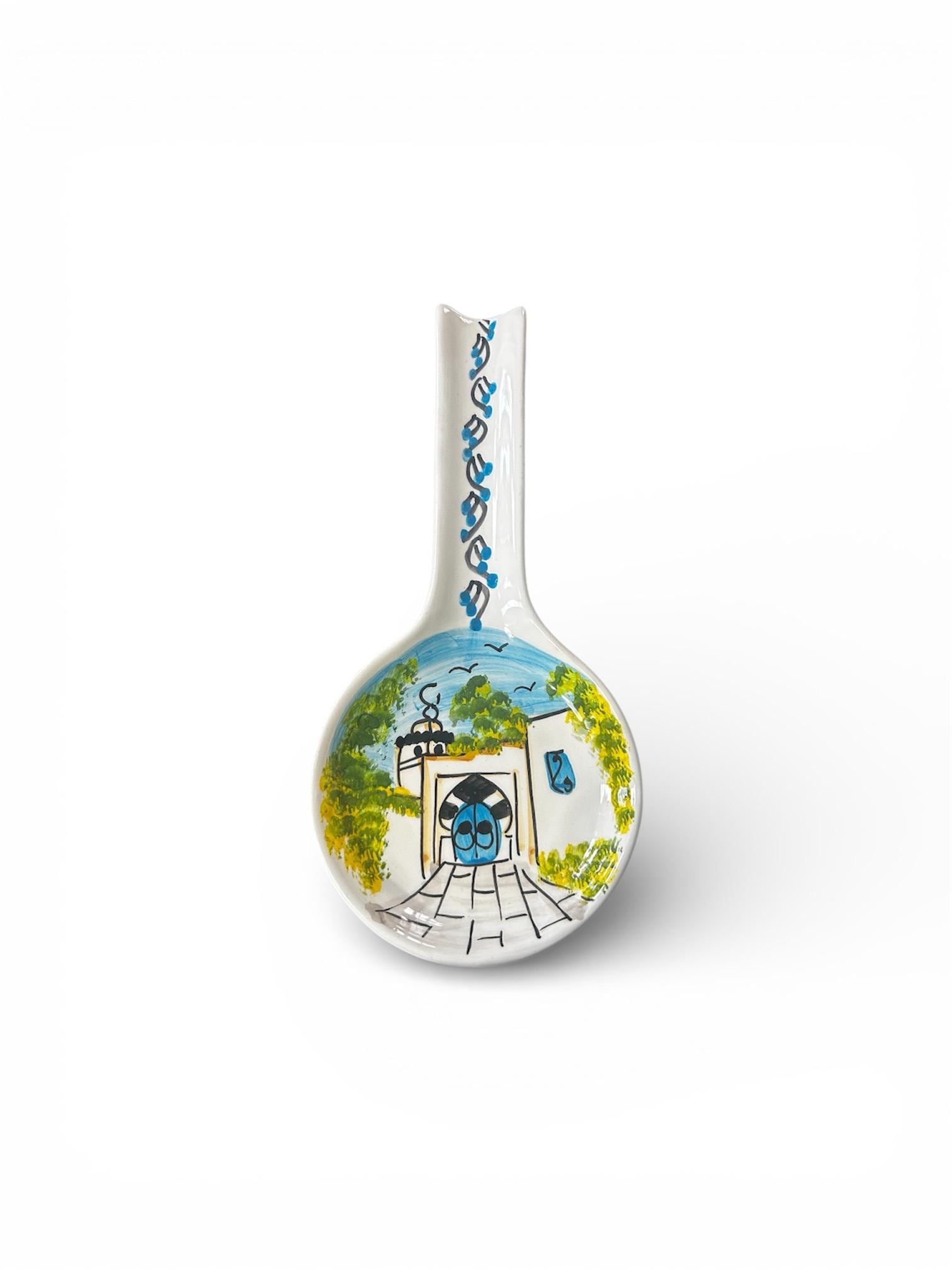 Hand-Painted Ceramic Spoon Rest – Extra Large 30cm – Sidi Bou Said
