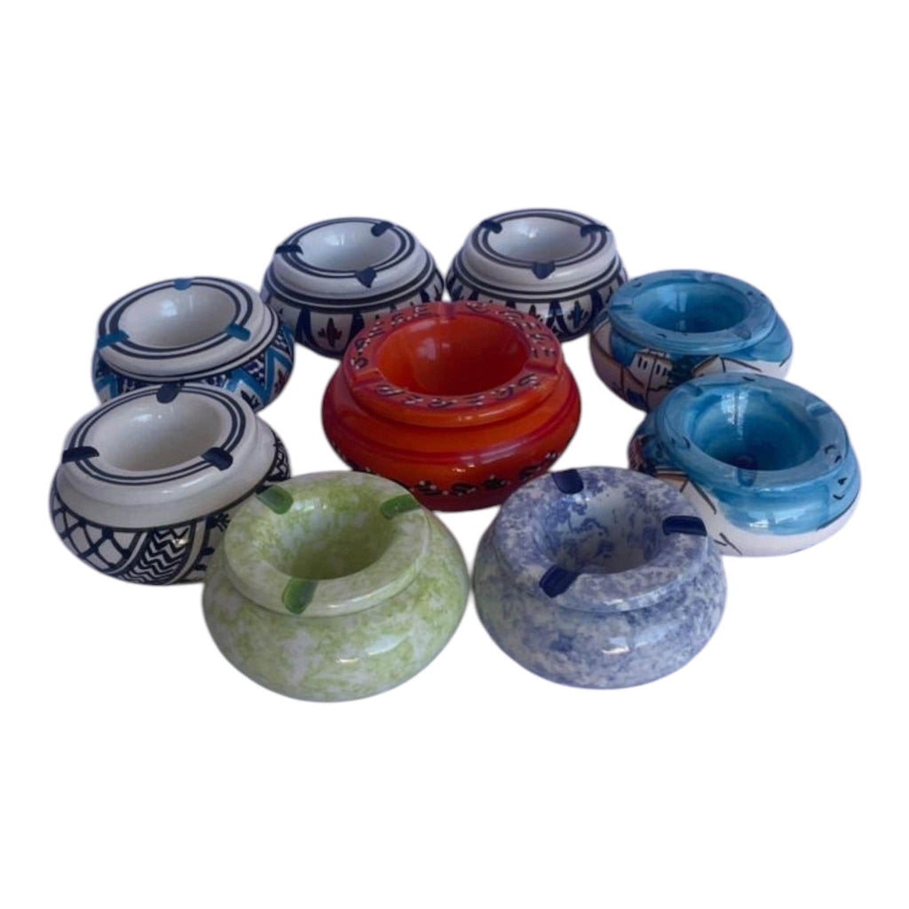 Hand-Painted Ceramic Ashtray | Tunisian Artisan Piece, Mediterranean Decor