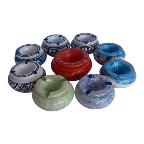Hand-Painted Ceramic Ashtray | Tunisian Artisan Piece, Mediterranean Decor
