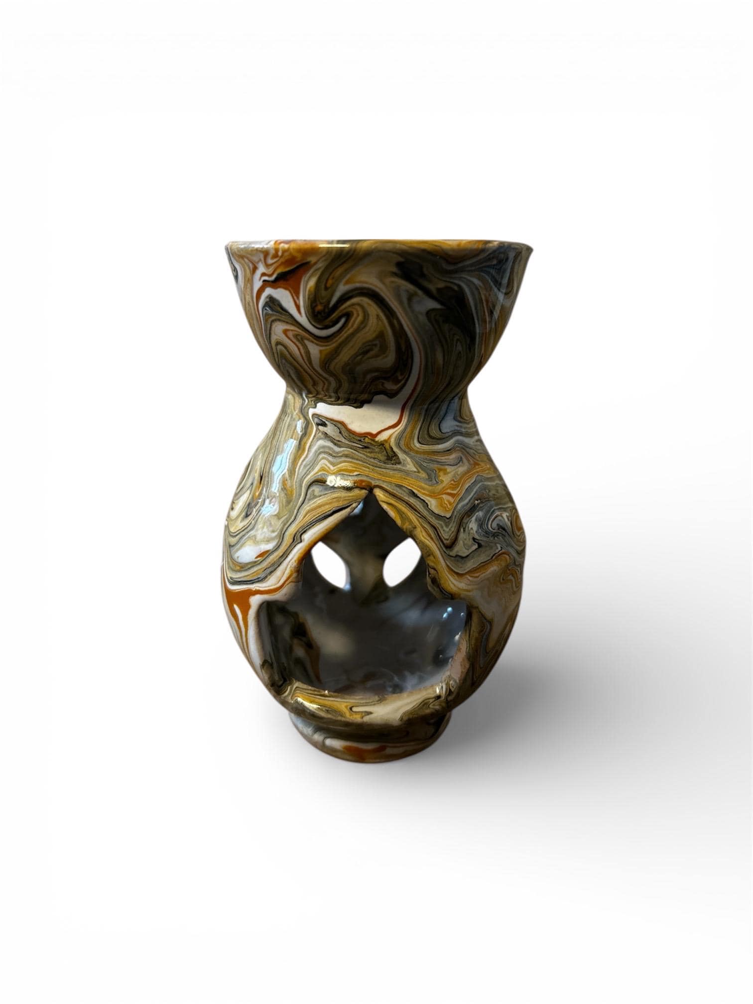 Handmade Ceramic Wax & Oil Burner – Marbled Finish